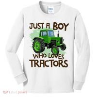 Farm Just A Boy Who Loves Tractors Gift Kids Long Sleeve Shirt thumb 0