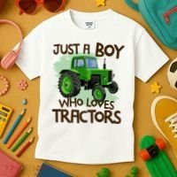 Farm Just A Boy Who Loves Tractors Gift Kids T-Shirt thumb 3