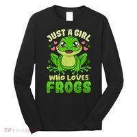 Frog Just A Girl Who Loves Frogs Funny Frog Lover Gift Long Sleeve Shirt thumb 0