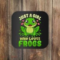 Frog Just A Girl Who Loves Frogs Funny Frog Lover Gift Coaster thumb 0