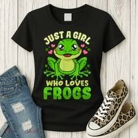 Frog Just A Girl Who Loves Frogs Funny Frog Lover Gift Women's T-Shirt thumb 3
