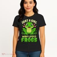 Frog Just A Girl Who Loves Frogs Funny Frog Lover Gift Women's T-Shirt thumb 4
