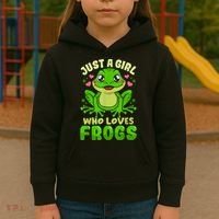 Frog Just A Girl Who Loves Frogs Funny Frog Lover Gift Kids Hoodie thumb 3