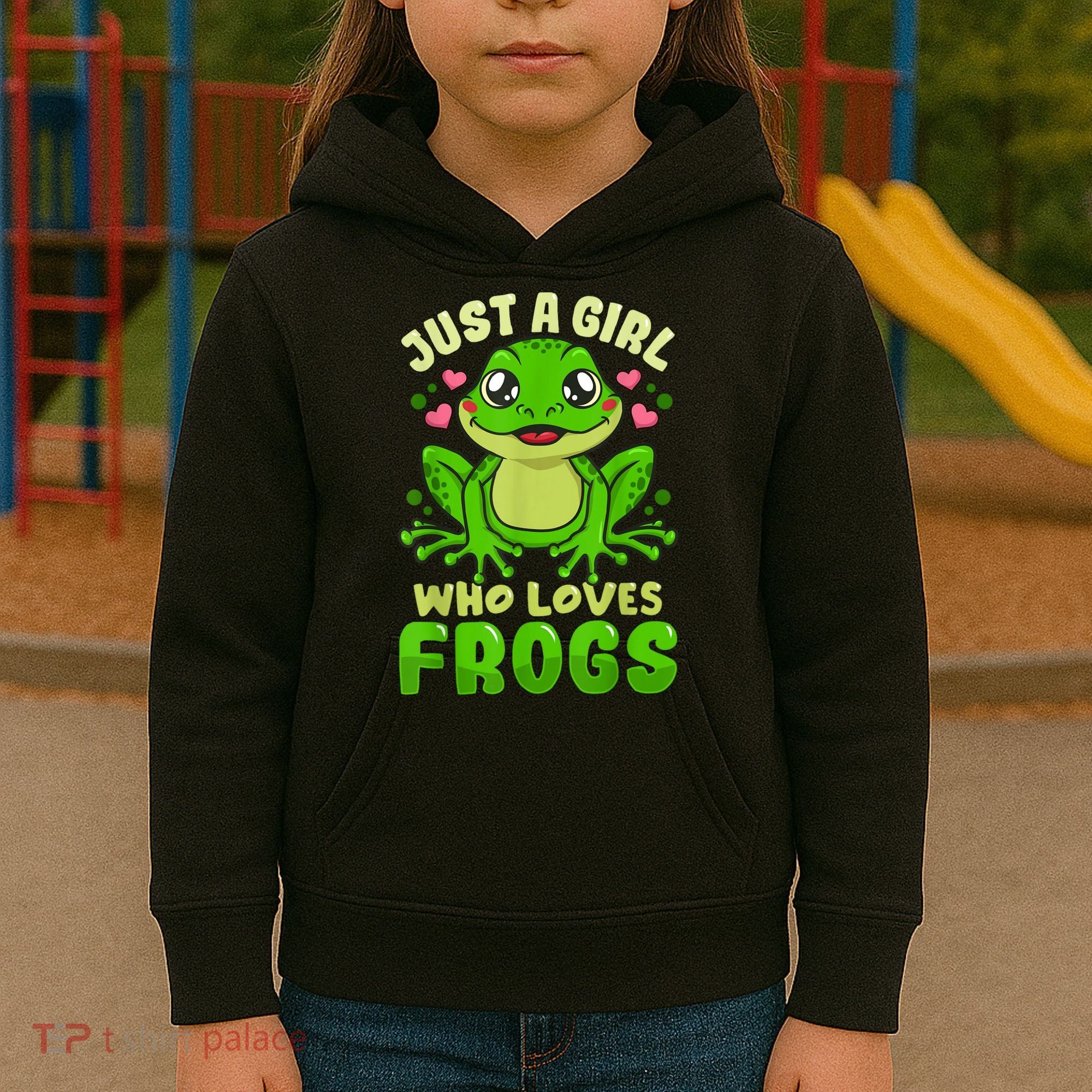 Frog Just A Girl Who Loves Frogs Funny Frog Lover Gift Kids Hoodie