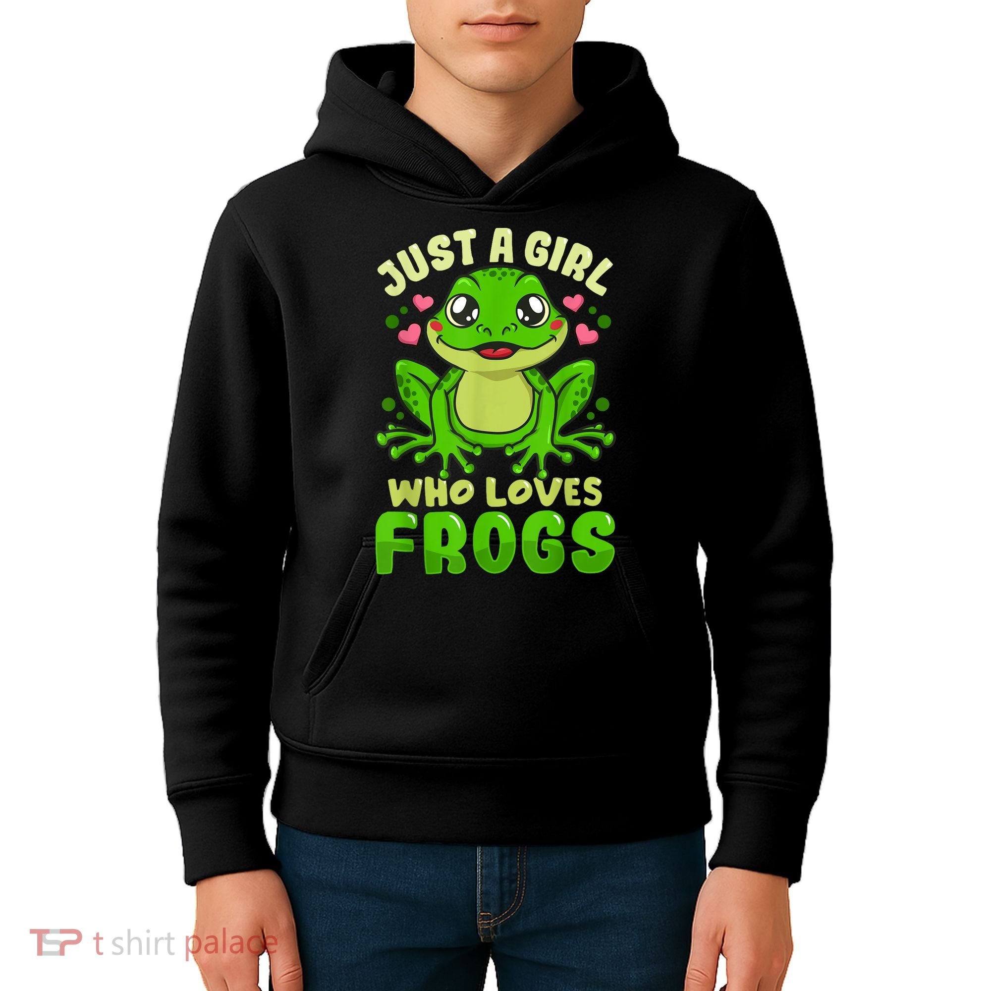 Frog Just A Girl Who Loves Frogs Funny Frog Lover Gift Kids Hoodie