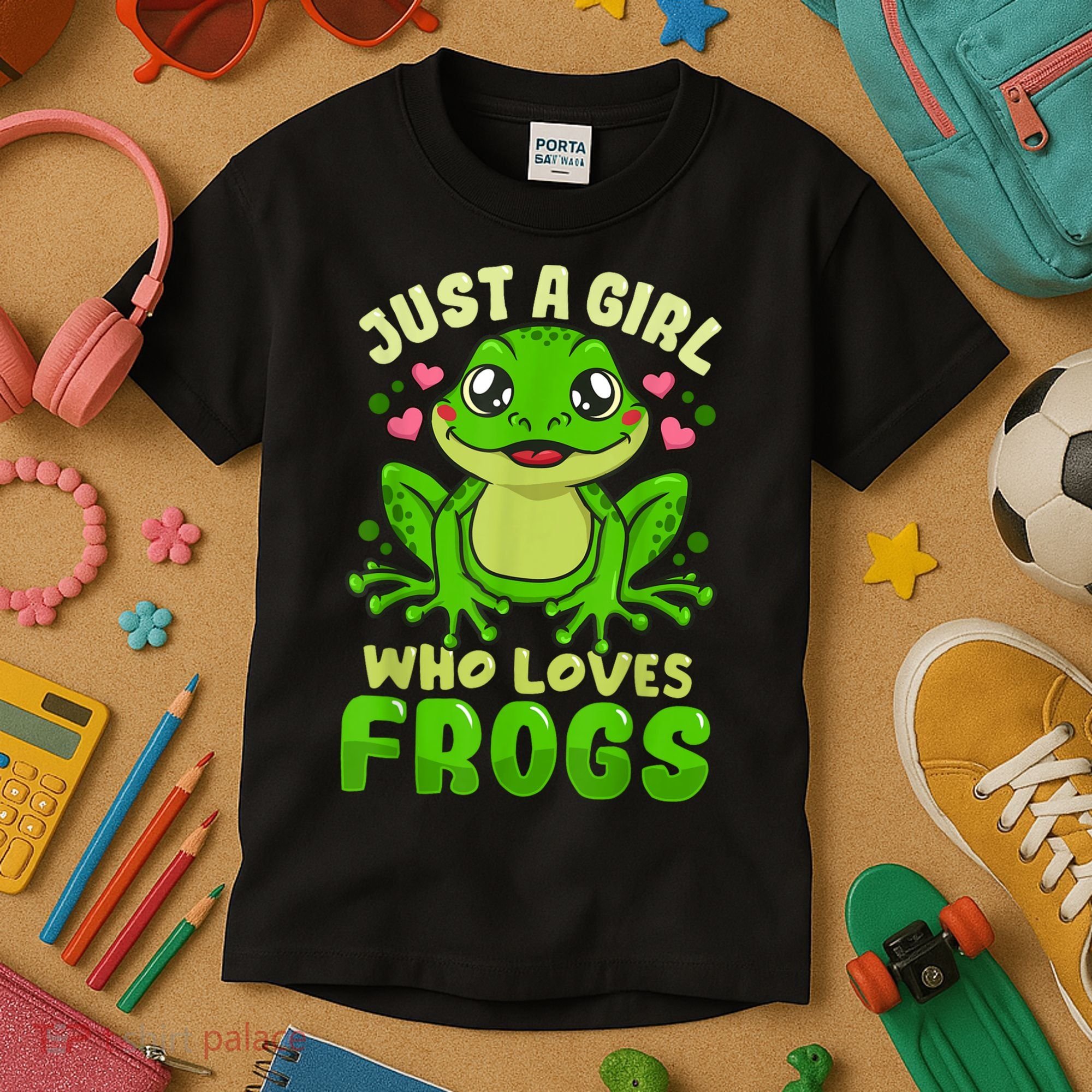 Frog Just A Girl Who Loves Frogs Funny Frog Lover Gift Kids T-Shirt