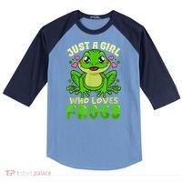 Frog Just A Girl Who Loves Frogs Funny Frog Lover Gift Raglan Baseball Sleeve Shirt thumb 0