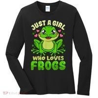 Frog Just A Girl Who Loves Frogs Funny Frog Lover Gift Women's Long Sleeve Shirt thumb 0