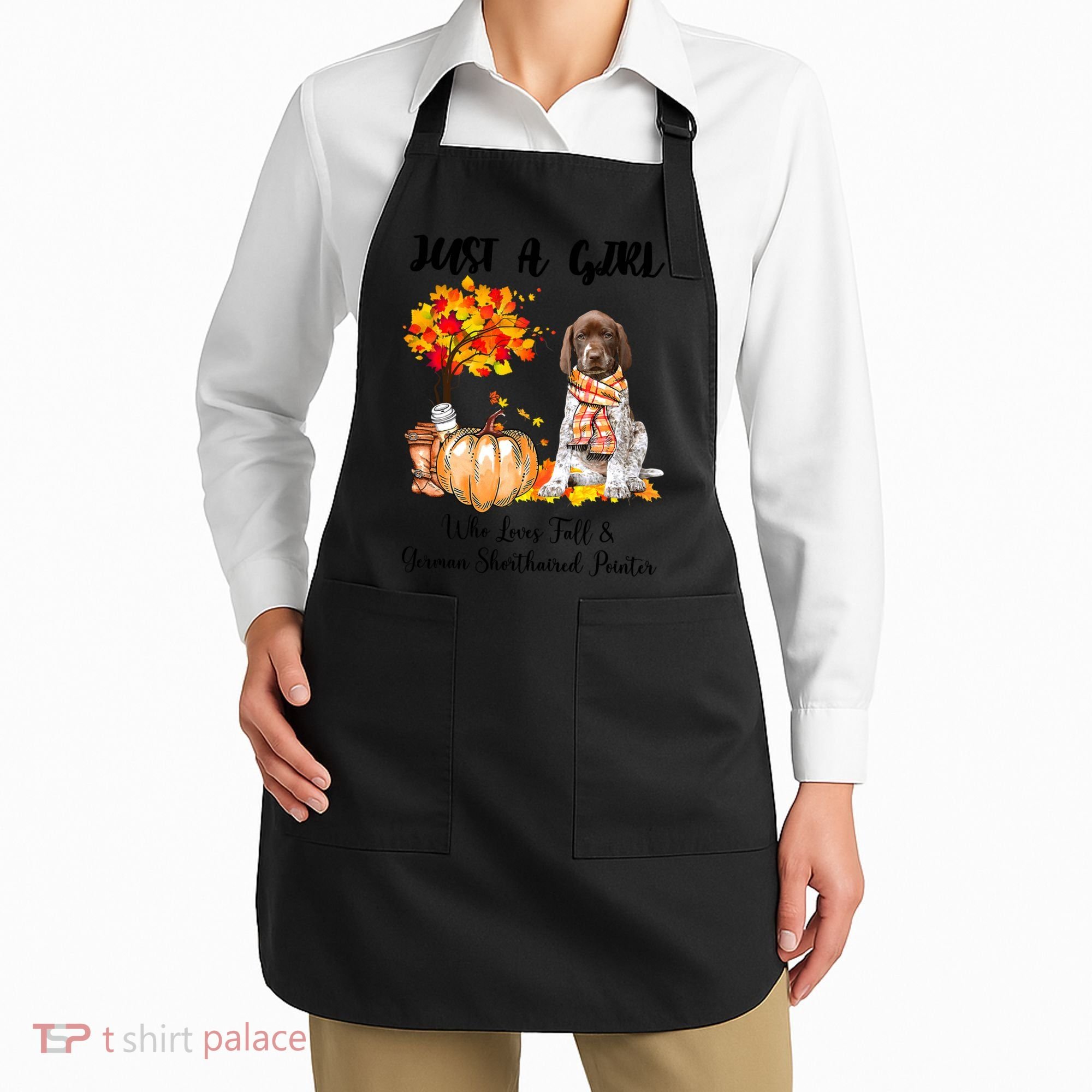 Funny Just A Girl Who Loves Fall And German Shorthaired Pointer Apron