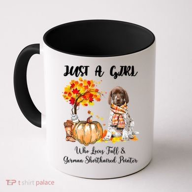 Funny Just A Girl Who Loves Fall And German Shorthaired Pointer Coffee Mug