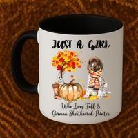 Funny Just A Girl Who Loves Fall And German Shorthaired Pointer Coffee Mug thumb 2