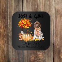 Funny Just A Girl Who Loves Fall And German Shorthaired Pointer Coaster thumb 0
