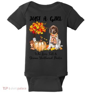 Funny Just A Girl Who Loves Fall And German Shorthaired Pointer Baby Bodysuit