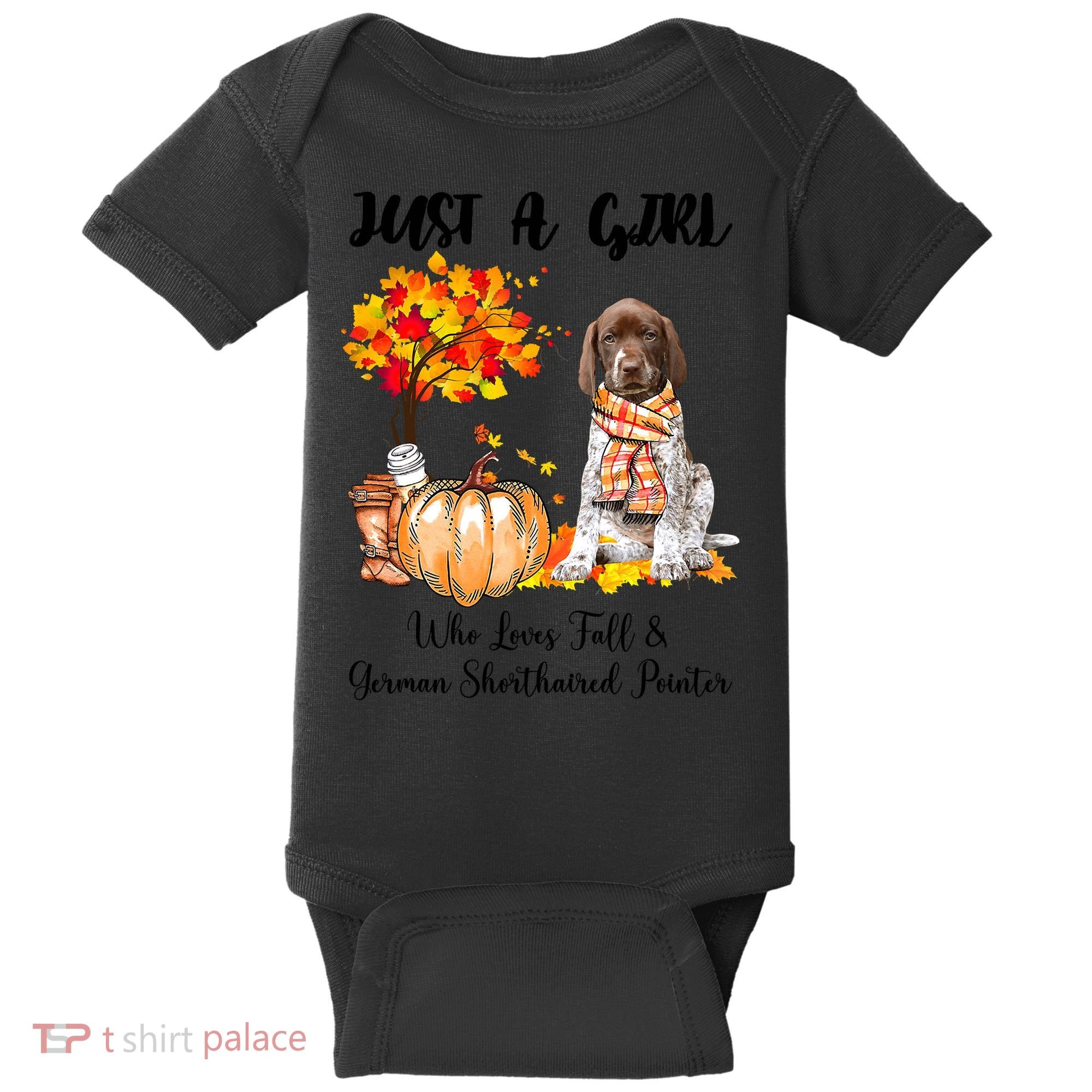 Funny Just A Girl Who Loves Fall And German Shorthaired Pointer Baby Bodysuit