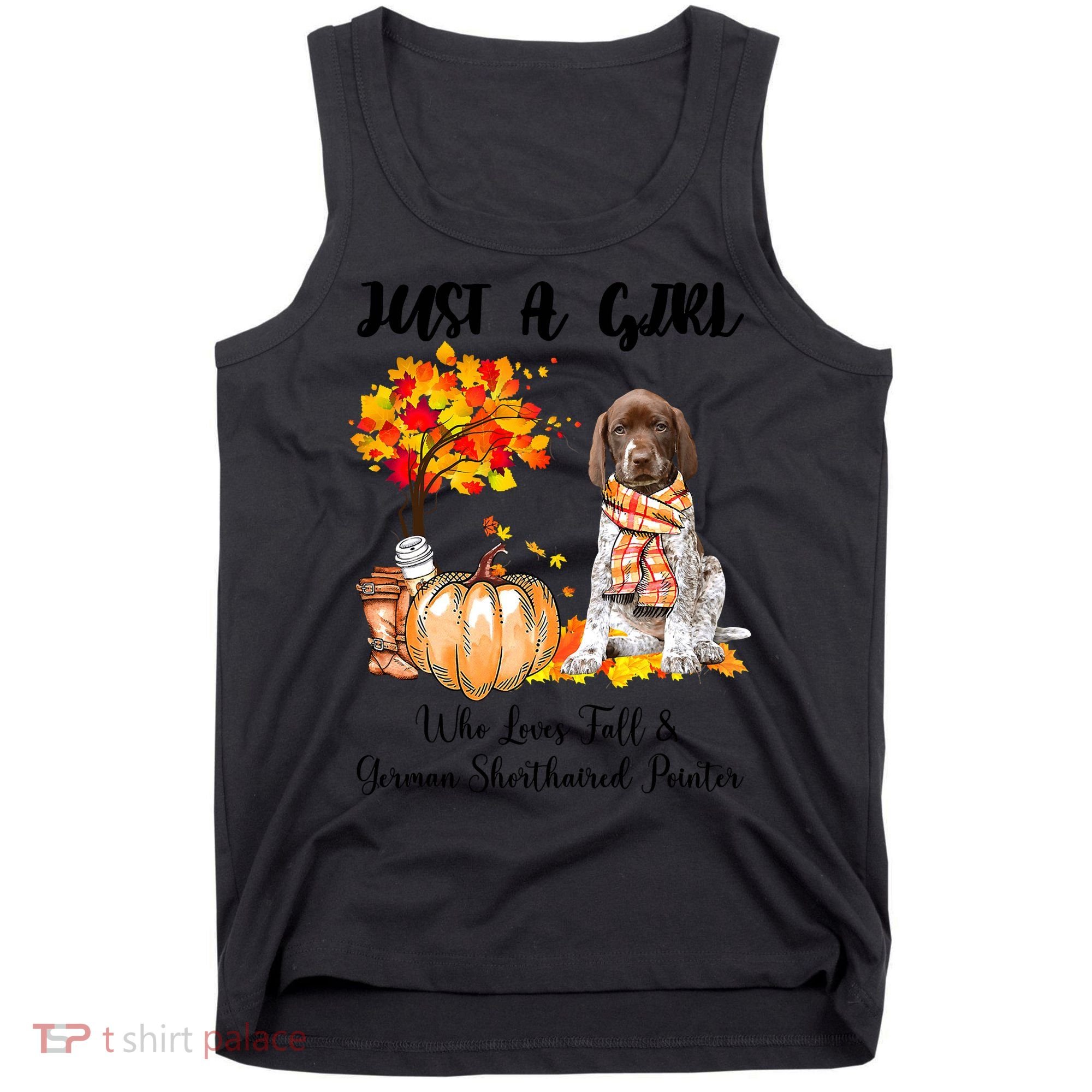 Funny Just A Girl Who Loves Fall And German Shorthaired Pointer Tank Top