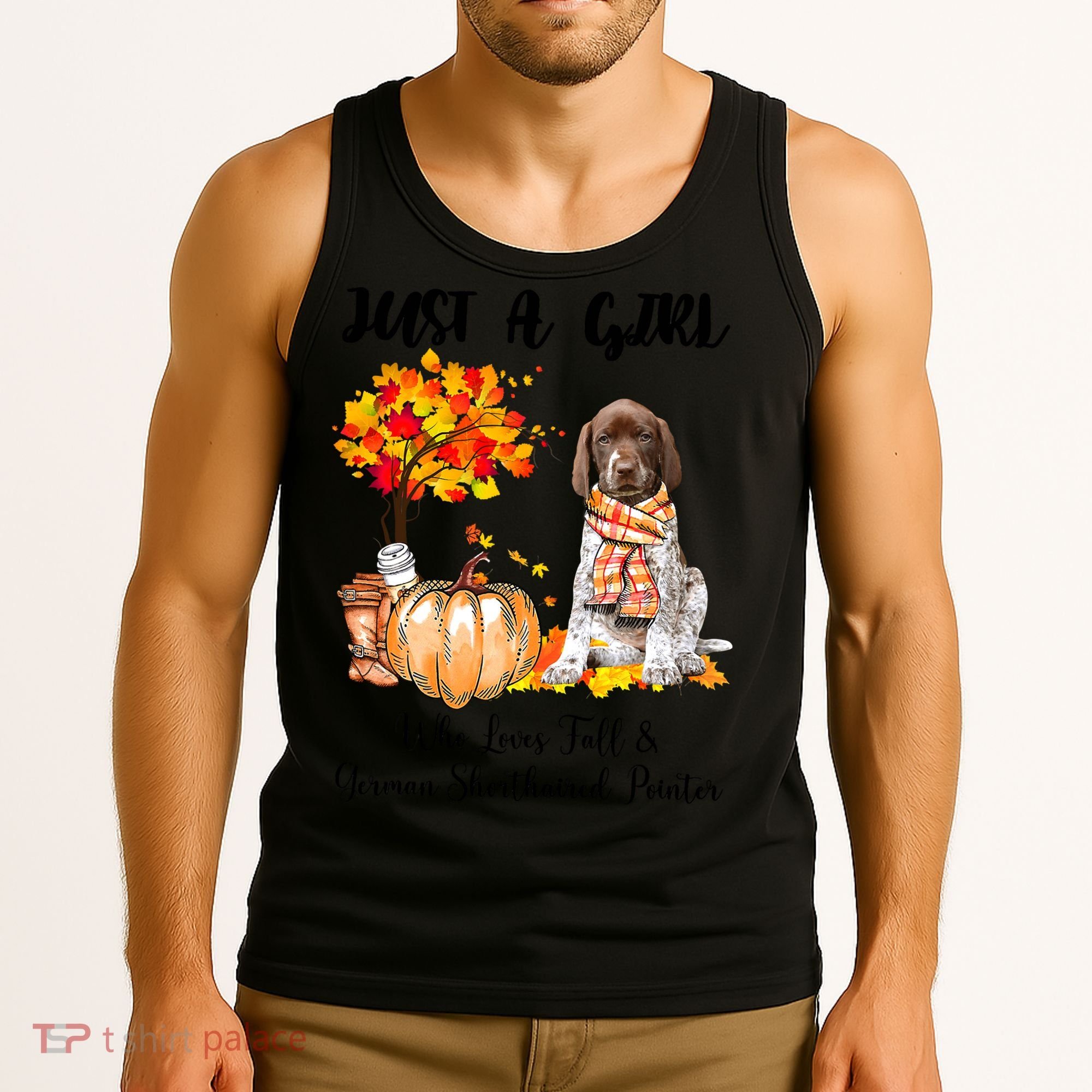 Funny Just A Girl Who Loves Fall And German Shorthaired Pointer Tank Top