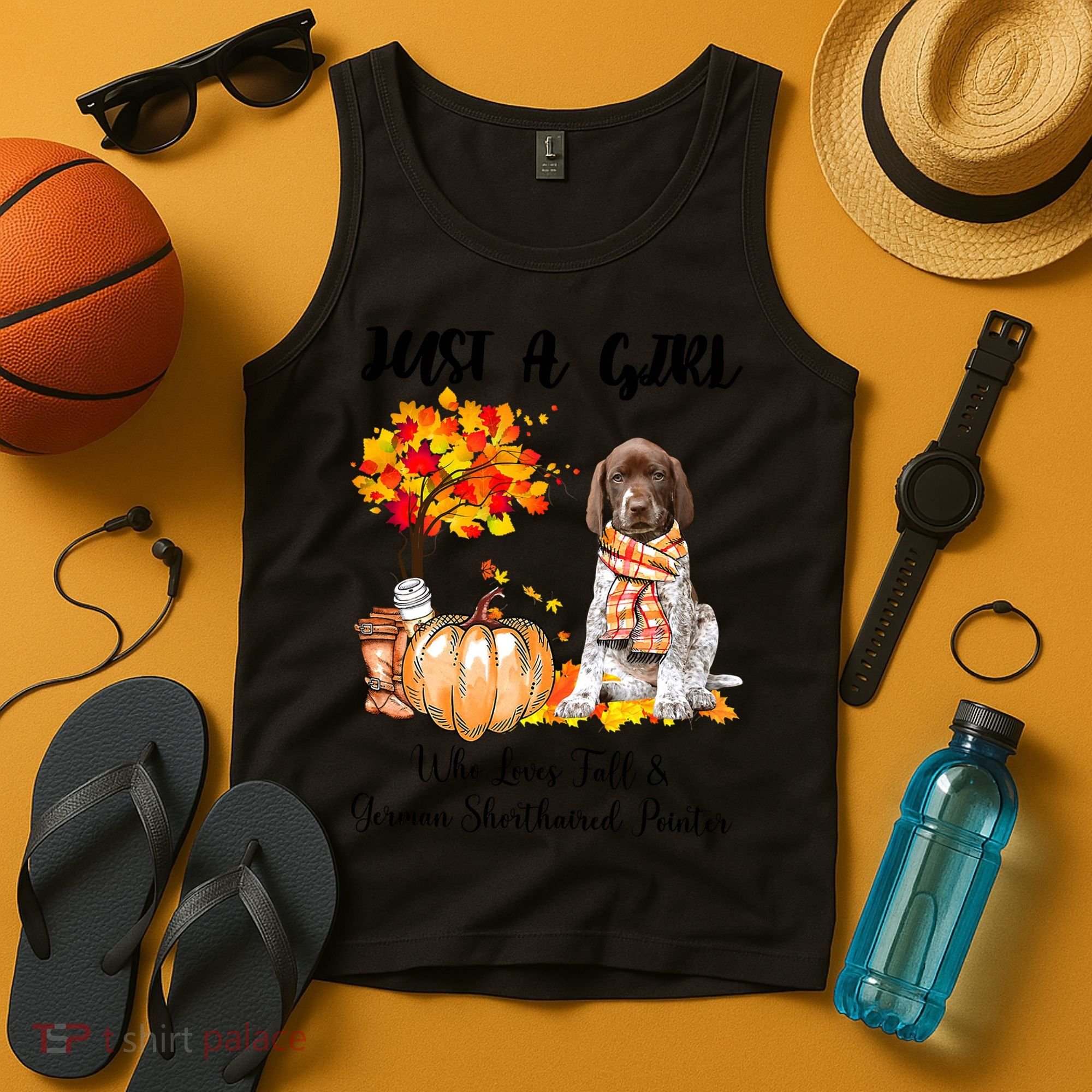 Funny Just A Girl Who Loves Fall And German Shorthaired Pointer Tank Top