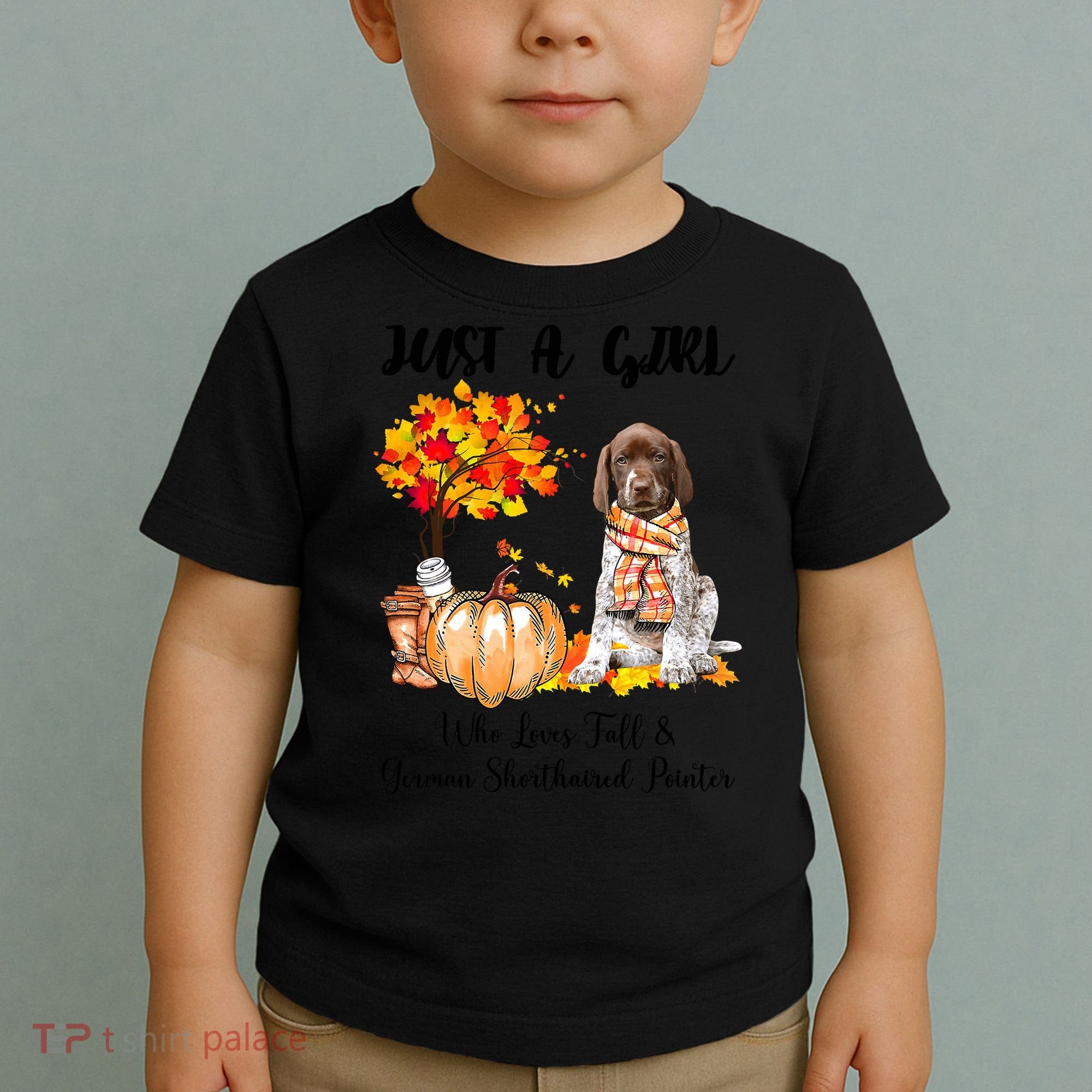 Funny Just A Girl Who Loves Fall And German Shorthaired Pointer Toddler T-Shirt