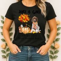 Funny Just A Girl Who Loves Fall And German Shorthaired Pointer Women's T-Shirt thumb 2