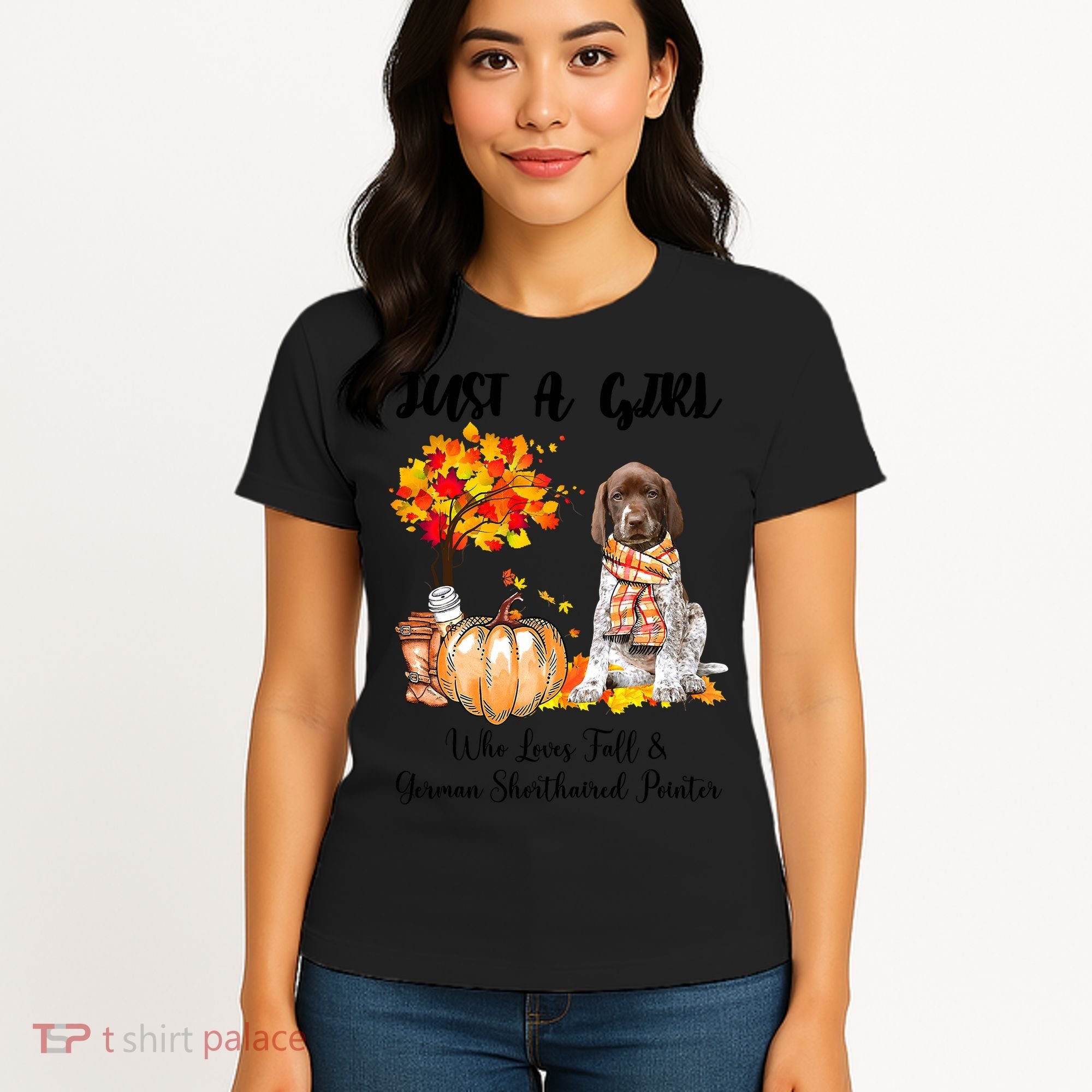 Funny Just A Girl Who Loves Fall And German Shorthaired Pointer Women's T-Shirt