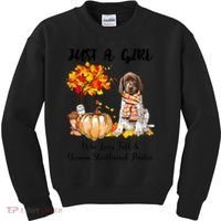 Funny Just A Girl Who Loves Fall And German Shorthaired Pointer Kids Sweatshirt thumb 0