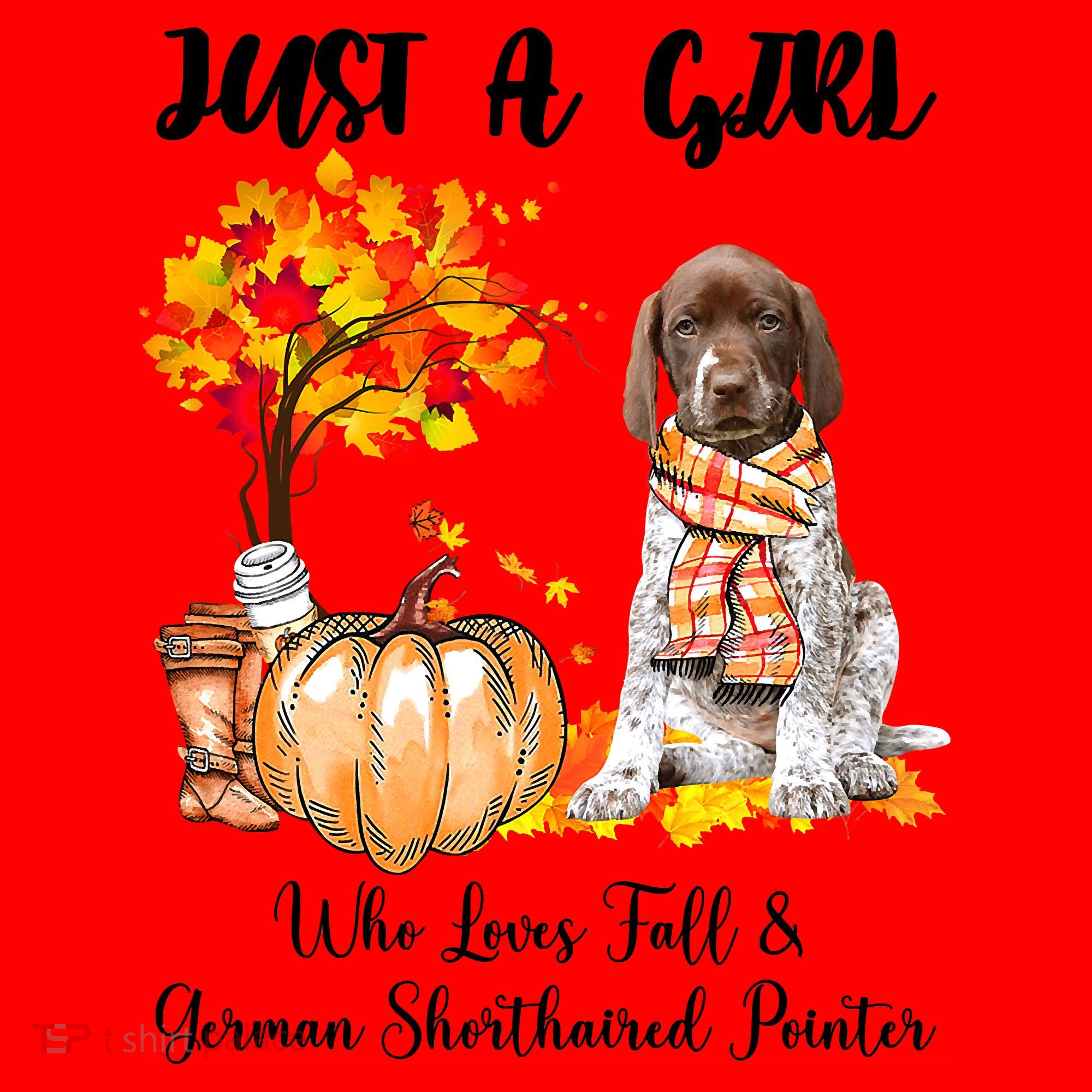 Funny Just A Girl Who Loves Fall And German Shorthaired Pointer Santa Hat