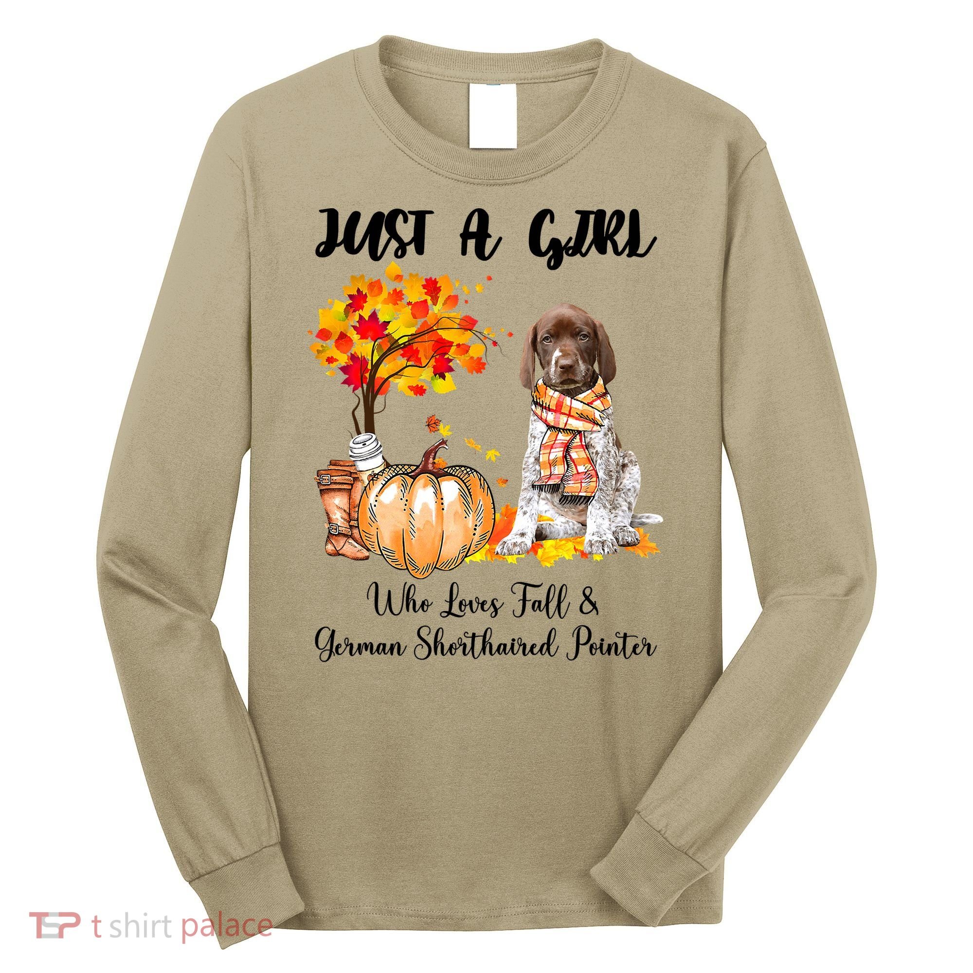Funny Just A Girl Who Loves Fall And German Shorthaired Pointer Long Sleeve Shirt
