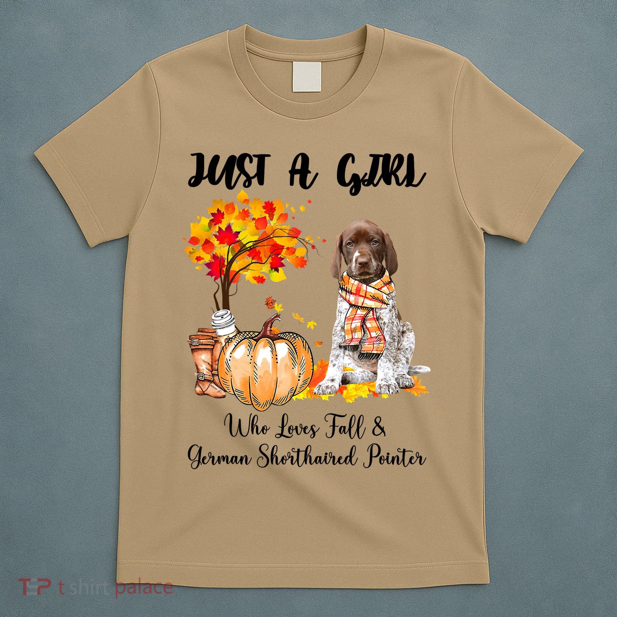Funny Just A Girl Who Loves Fall And German Shorthaired Pointer T-Shirt