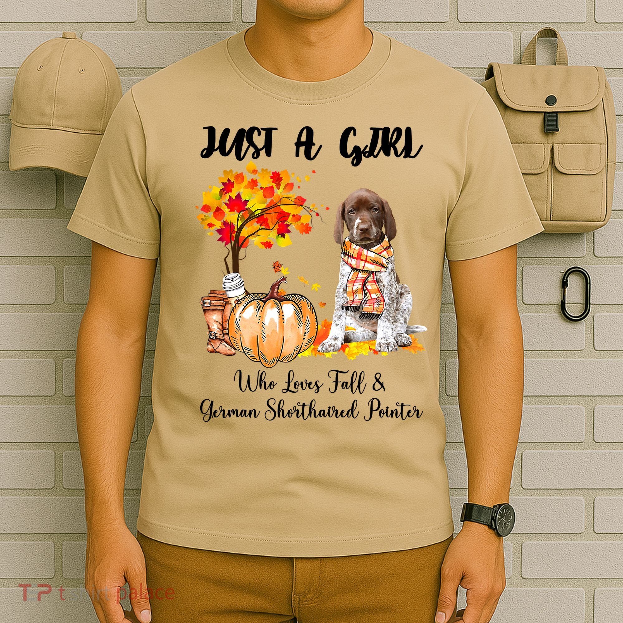 Funny Just A Girl Who Loves Fall And German Shorthaired Pointer T-Shirt