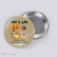 Funny Just A Girl Who Loves Fall And German Shorthaired Pointer Button thumb 0