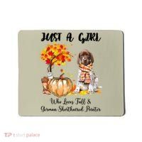 Funny Just A Girl Who Loves Fall And German Shorthaired Pointer Mousepad thumb 0