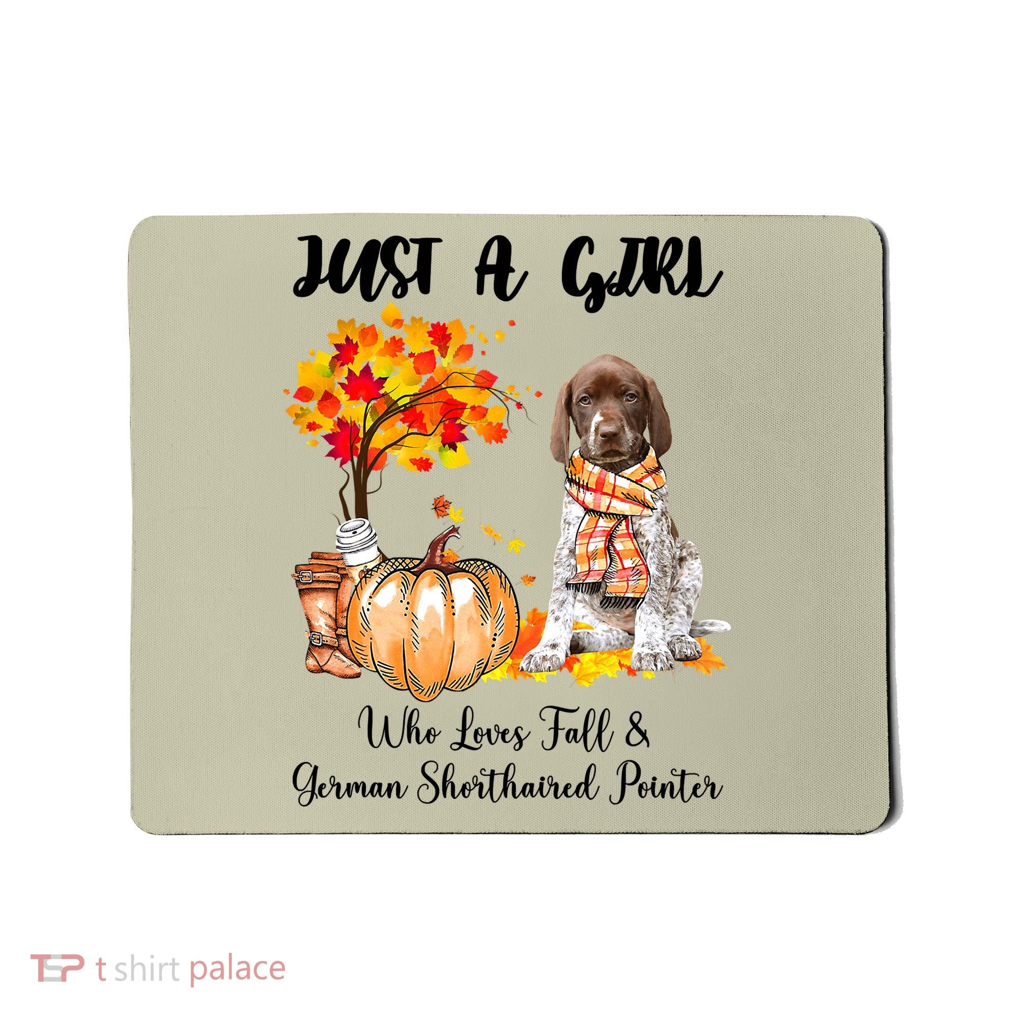 Funny Just A Girl Who Loves Fall And German Shorthaired Pointer Mousepad