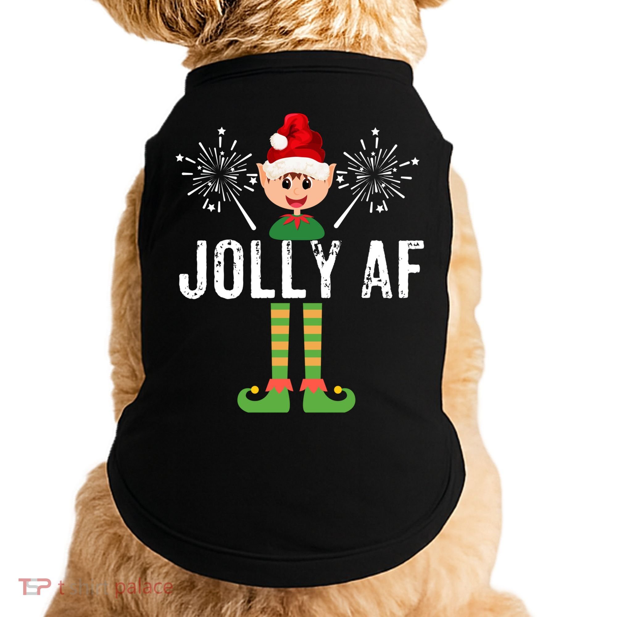 Funny Jolly Af Cute Christmas Elf Santa Hat And Meaningful Gift Doggie Tank