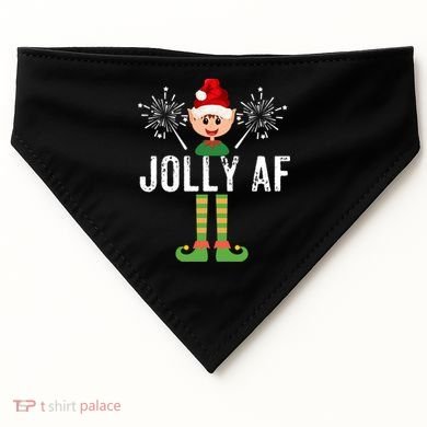 Funny Jolly Af Cute Christmas Elf Santa Hat And Meaningful Gift USA-Made Doggie Bandana