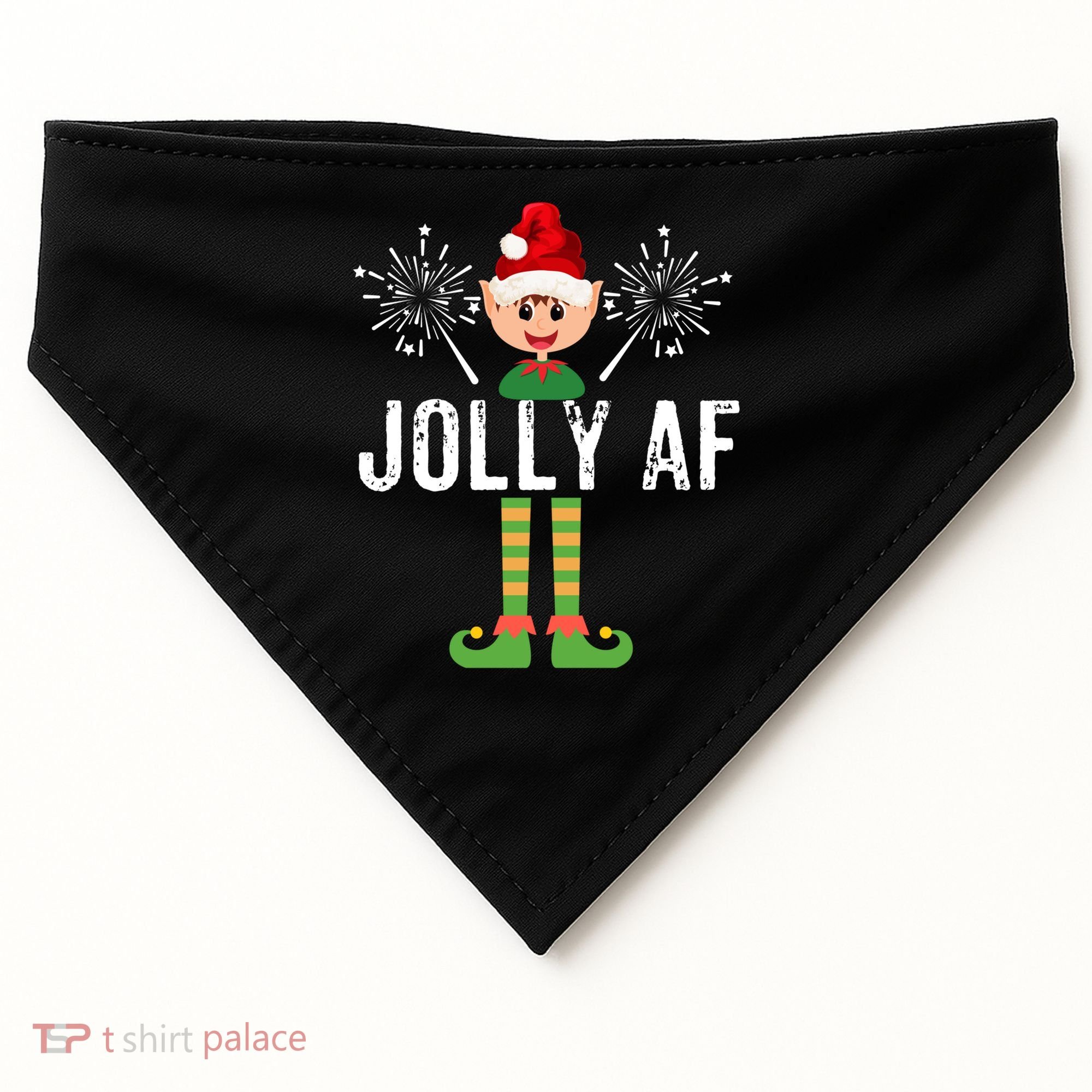 Funny Jolly Af Cute Christmas Elf Santa Hat And Meaningful Gift USA-Made Doggie Bandana
