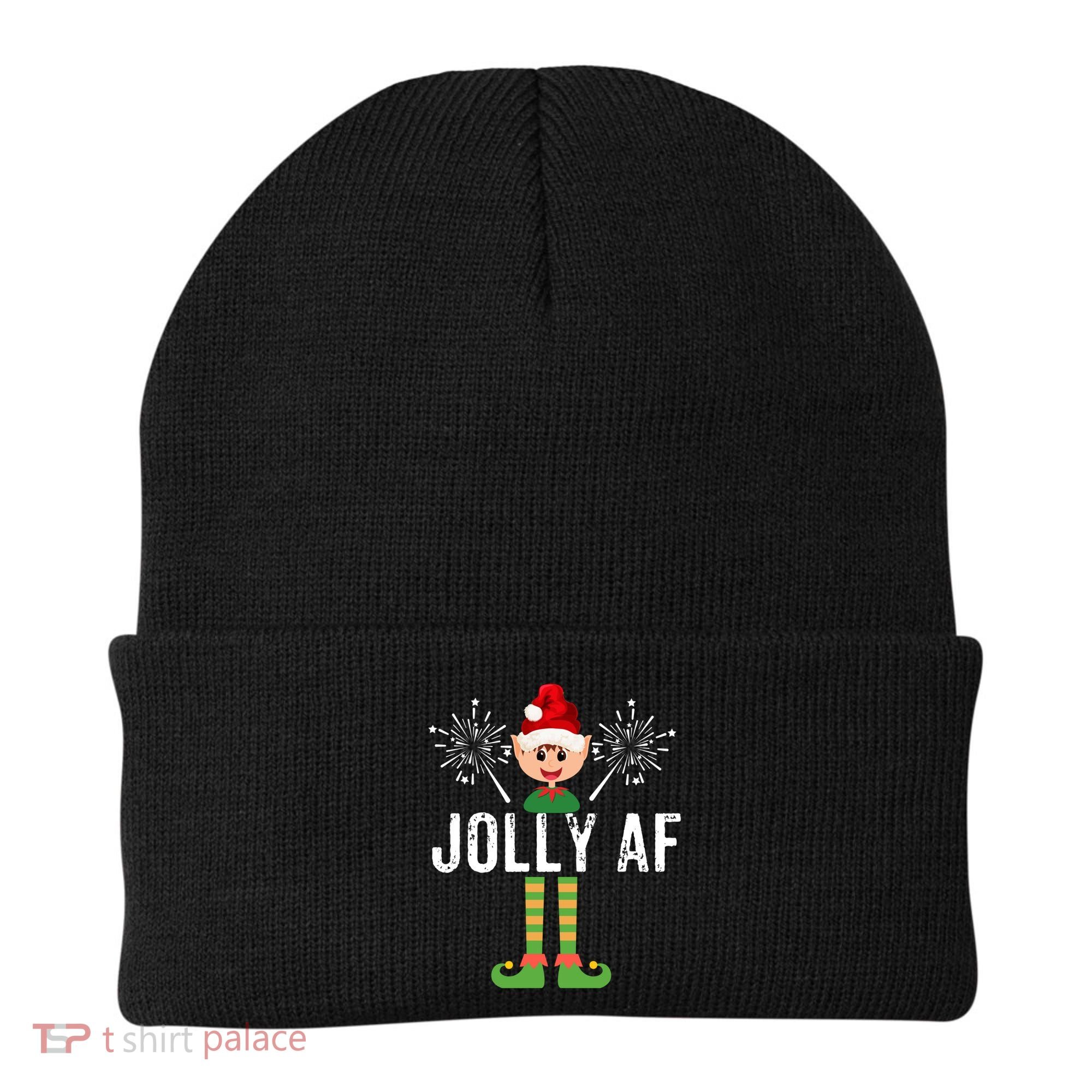 Funny Jolly Af Cute Christmas Elf Santa Hat And Meaningful Gift Beanie