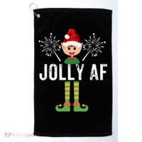 Funny Jolly Af Cute Christmas Elf Santa Hat And Meaningful Gift Golf Towel thumb 0