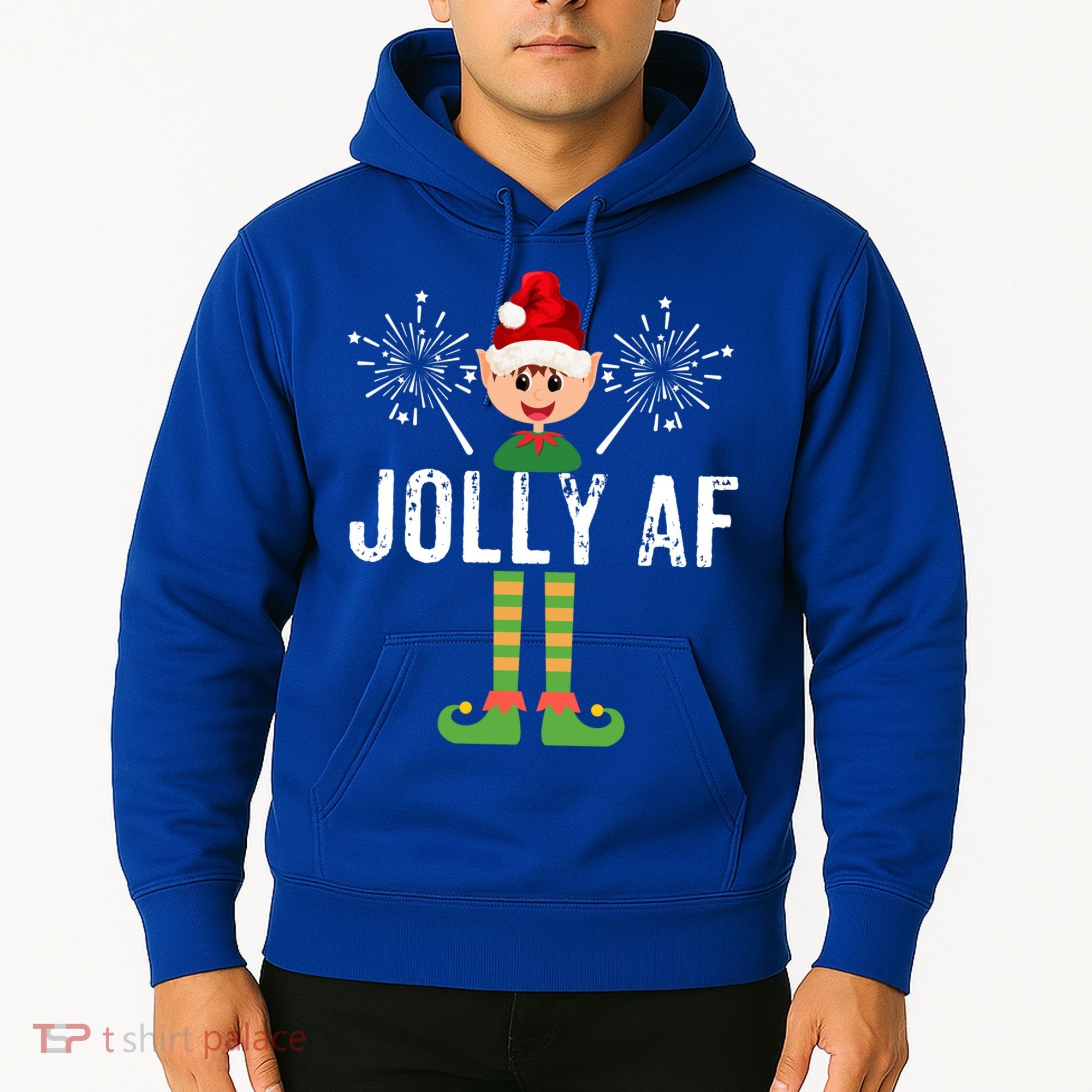 Funny Jolly Af Cute Christmas Elf Santa Hat And Meaningful Gift Hoodie