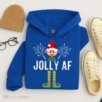 Funny Jolly Af Cute Christmas Elf Santa Hat And Meaningful Gift Hoodie thumb 4