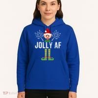 Funny Jolly Af Cute Christmas Elf Santa Hat And Meaningful Gift Hoodie thumb 5