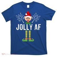 Funny Jolly Af Cute Christmas Elf Santa Hat And Meaningful Gift T-Shirt thumb 0