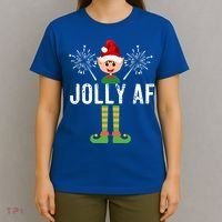 Funny Jolly Af Cute Christmas Elf Santa Hat And Meaningful Gift T-Shirt thumb 4
