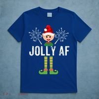 Funny Jolly Af Cute Christmas Elf Santa Hat And Meaningful Gift T-Shirt thumb 5