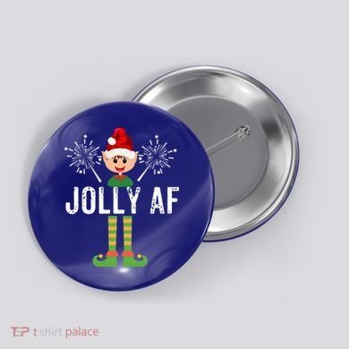 Funny Jolly Af Cute Christmas Elf Santa Hat And Meaningful Gift Button