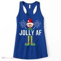 Funny Jolly Af Cute Christmas Elf Santa Hat And Meaningful Gift Women's Tank Top thumb 0