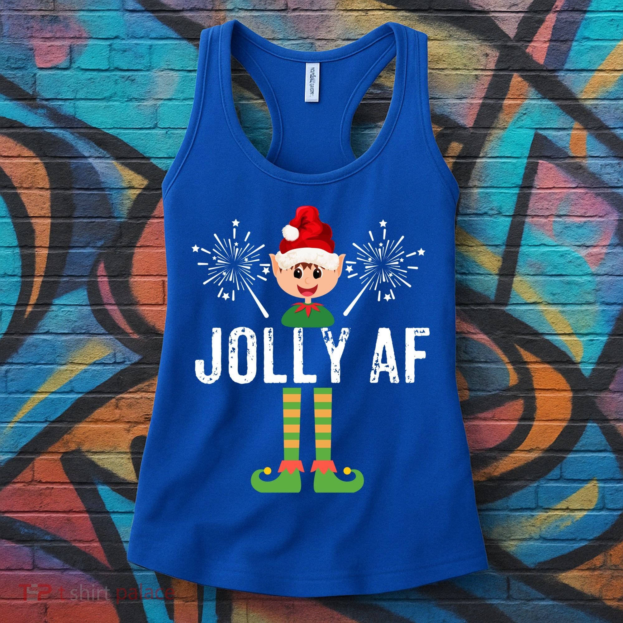 Funny Jolly Af Cute Christmas Elf Santa Hat And Meaningful Gift Women's Tank Top