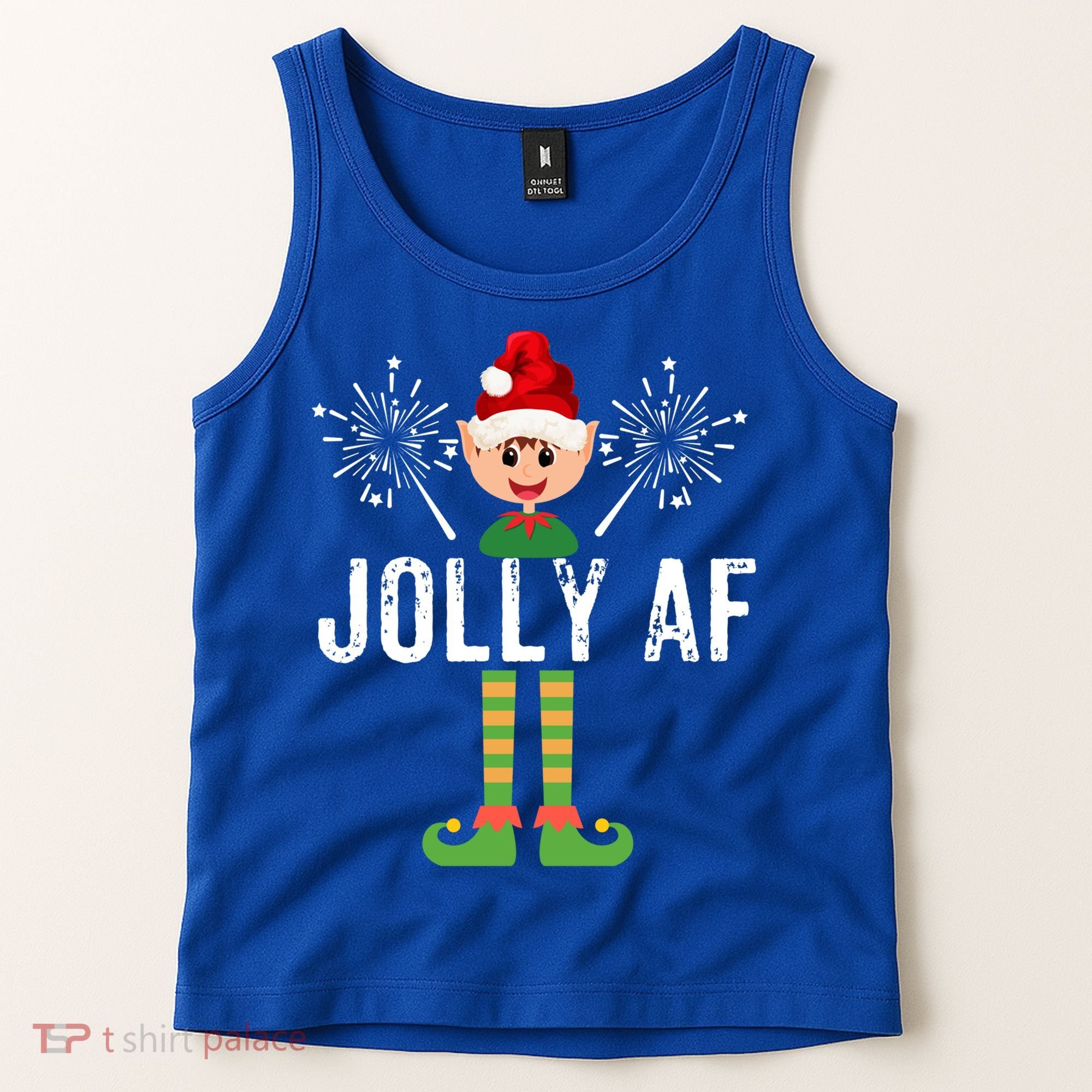 Funny Jolly Af Cute Christmas Elf Santa Hat And Meaningful Gift Tank Top
