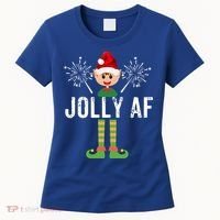 Funny Jolly Af Cute Christmas Elf Santa Hat And Meaningful Gift Women's T-Shirt thumb 0