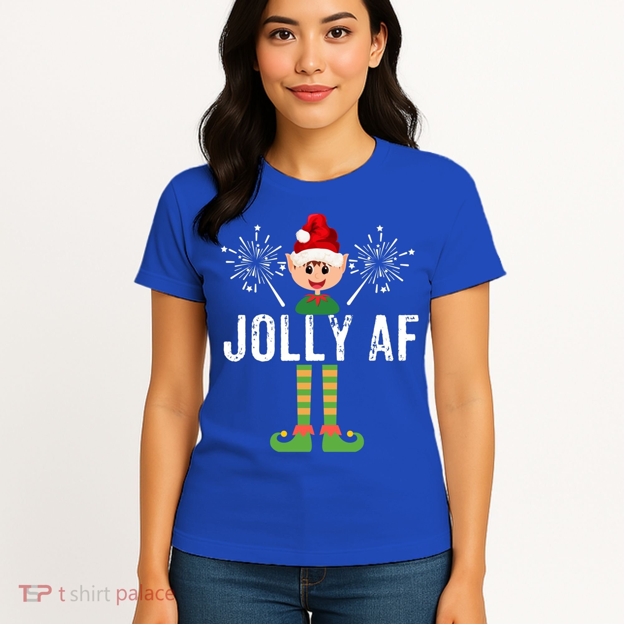 Funny Jolly Af Cute Christmas Elf Santa Hat And Meaningful Gift Women's T-Shirt