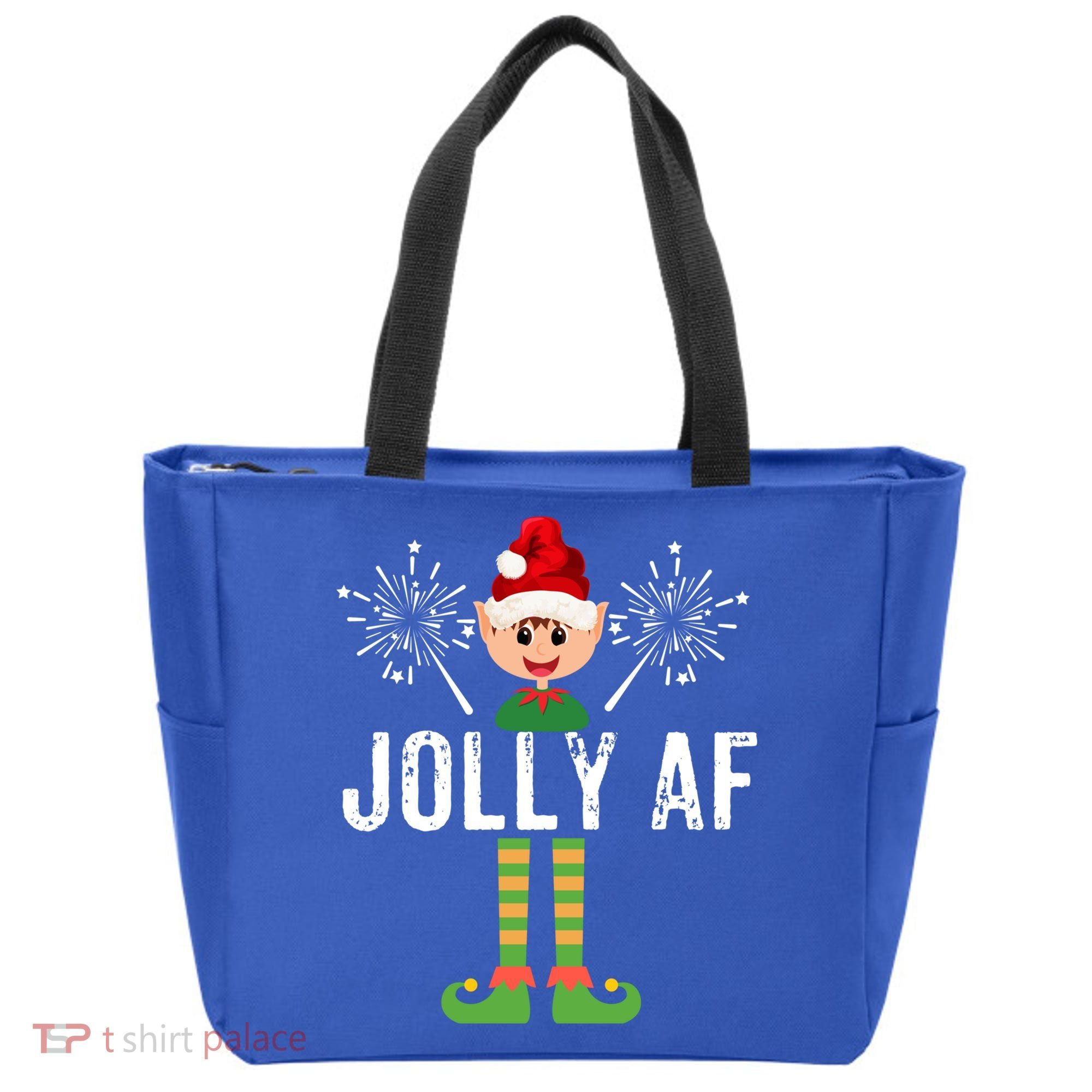Funny Jolly Af Cute Christmas Elf Santa Hat And Meaningful Gift Tote Bag